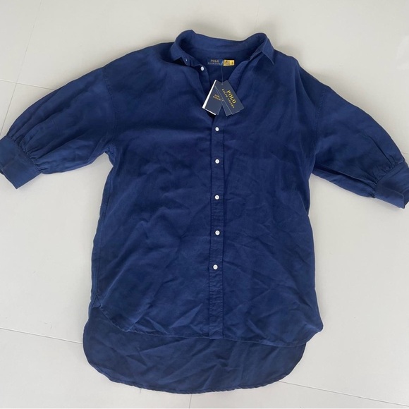 Polo Ralph Lauren shirt women’s Medium size tunic linen silk button up MSRP 198$ - Picture 4 of 9